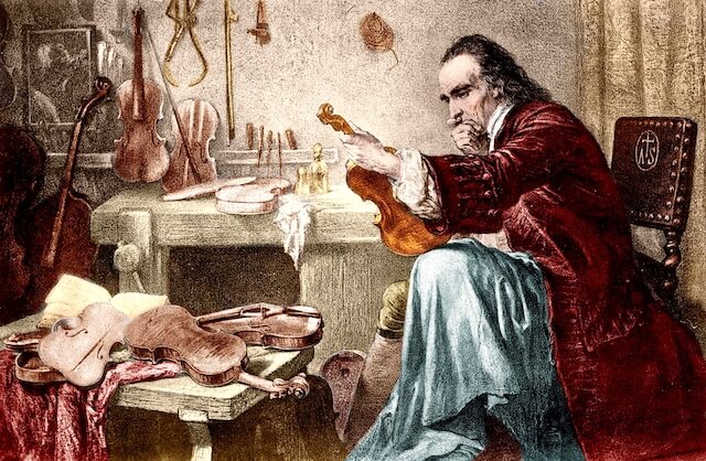 Stradivarius en su taller de luthier